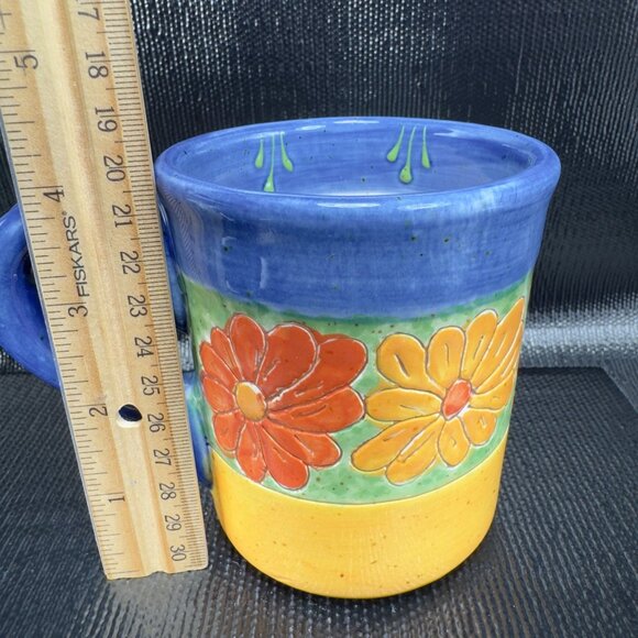 Hand Made RedWare Pottery Coffee Mug Cup With Daisy Flowers Hand Crafted Mug Cup - Picture 3 of 11
